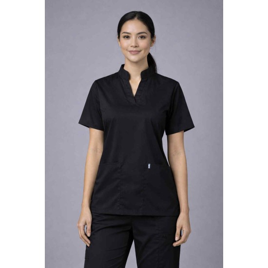  Hangerage Premium Female Scrub Suit | Mandarian Collar | Black Color | Stylish, Comfortable | Ideal For Health care Professionals | Sizes XS- 2XL