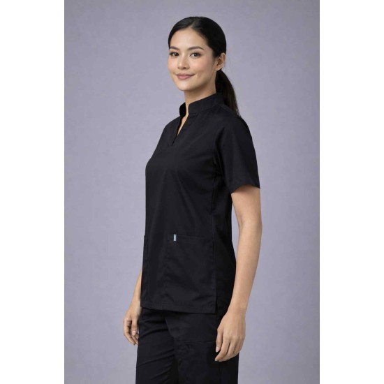  Hangerage Premium Female Scrub Suit | Mandarian Collar | Black Color | Stylish, Comfortable | Ideal For Health care Professionals | Sizes XS- 2XL