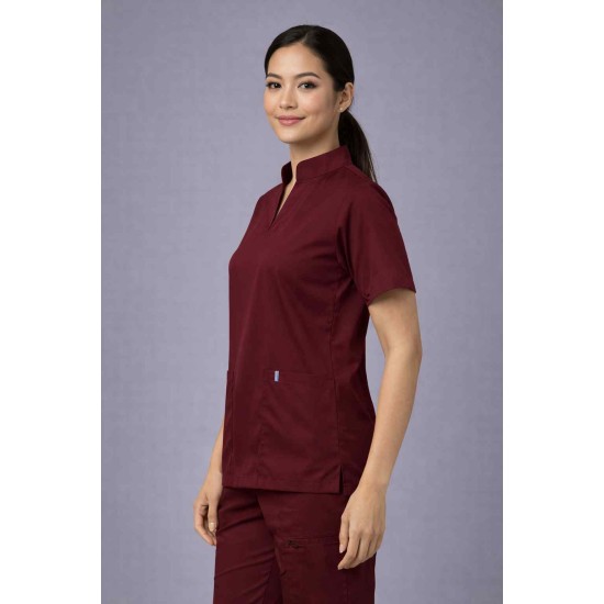  Hangerage Premium Female Scrub Suit | Mandarian Collar |Maroon Color | Stylish, Comfortable | Ideal For Health care Professionals | Sizes XS- 2XL