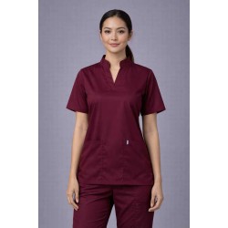  Hangerage Premium Female Scrub Suit | Mandarian Collar |Maroon Color | Stylish, Comfortable | Ideal For Health care Professionals | Sizes XS- 2XL