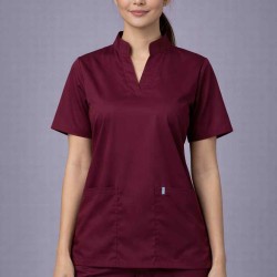  Hangerage Premium Female Scrub Suit | Mandarian Collar |Maroon Color | Stylish, Comfortable | Ideal For Health care Professionals | Sizes XS- 2XL