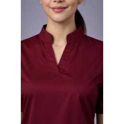  Hangerage Premium Female Scrub Suit | Mandarian Collar |Maroon Color | Stylish, Comfortable | Ideal For Health care Professionals | Sizes XS- 2XL