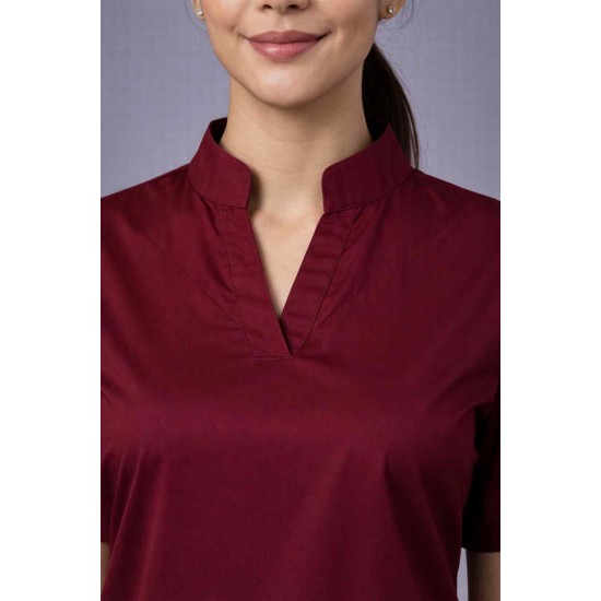  Hangerage Premium Female Scrub Suit | Mandarian Collar |Maroon Color | Stylish, Comfortable | Ideal For Health care Professionals | Sizes XS- 2XL