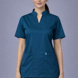  Hangerage Premium Female Scrub Suit | Mandarian Collar |Teel Blue Color | Stylish, Comfortable | Ideal For Health care Professionals | Sizes XS- 2XL