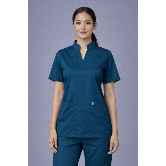  Hangerage Premium Female Scrub Suit | Mandarian Collar |Teel Blue Color | Stylish, Comfortable | Ideal For Health care Professionals | Sizes XS- 2XL