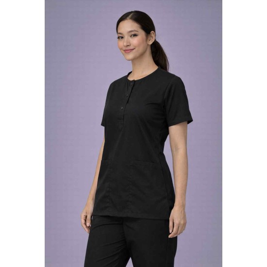  Hangerage Female Scrub Suit |Round Neck | Stylish, Comfortable | Black Color | Ideal For Health care Professionals | Sizes XS - XXL