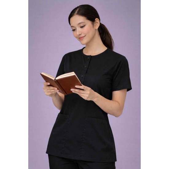  Hangerage Female Scrub Suit |Round Neck | Stylish, Comfortable | Black Color | Ideal For Health care Professionals | Sizes XS - XXL