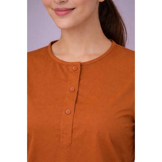  Hangerage Female Scrub Suit |Round Neck | Stylish, Comfortable | Rust Color | Ideal For Health care Professionals | Sizes XS - XXL