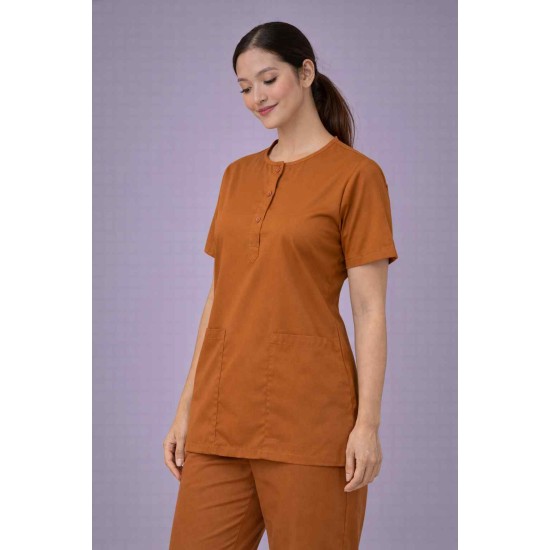  Hangerage Female Scrub Suit |Round Neck | Stylish, Comfortable | Rust Color | Ideal For Health care Professionals | Sizes XS - XXL