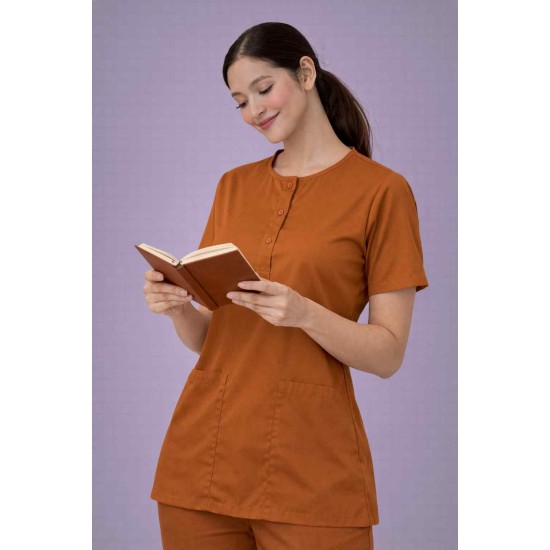  Hangerage Female Scrub Suit |Round Neck | Stylish, Comfortable | Rust Color | Ideal For Health care Professionals | Sizes XS - XXL