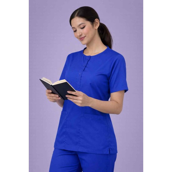  Hangerage Female Scrub Suit |Round Neck | Stylish, Comfortable | Royal Blue Color | Ideal For Health care Professionals | Sizes XS - XXL