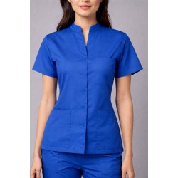  Hangerage Female  Scrub Suit | Mandarian Collar | Front Open | Indigo Blue Color | Stylish, Comfortable | Ideal For Health care Professionals | Sizes XS - 2XL