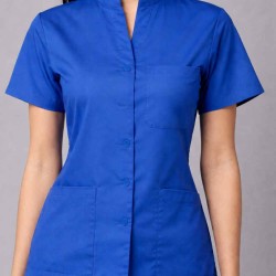  Hangerage Female  Scrub Suit | Mandarian Collar | Front Open | Indigo Blue Color | Stylish, Comfortable | Ideal For Health care Professionals | Sizes XS - 2XL