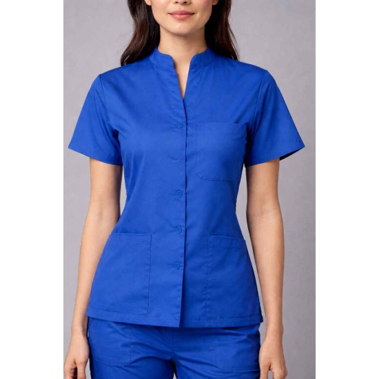 Hangerage Female  Scrub Suit | Mandarian Collar | Front Open | Indigo Blue Color | Stylish, Comfortable | Ideal For Health care Professionals | Sizes XS - 2XL