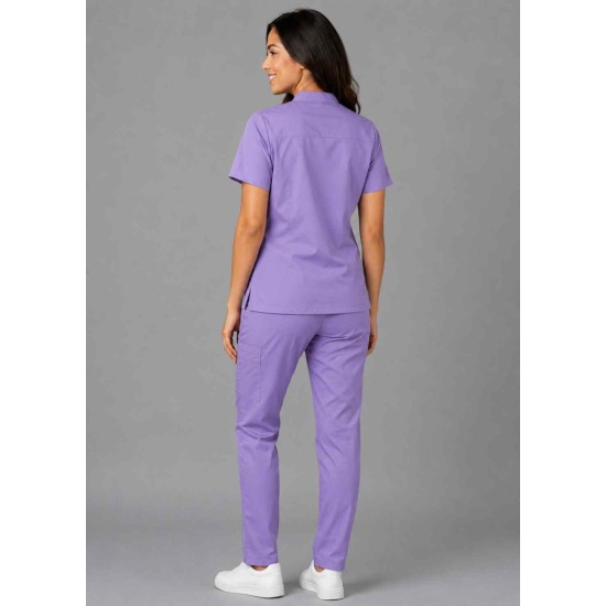  Hangerage Female  Scrub Suit | Mandarian Collar | Front Open | Lilac Color | Stylish, Comfortable | Ideal For Health care Professionals | Sizes XS - 2XL