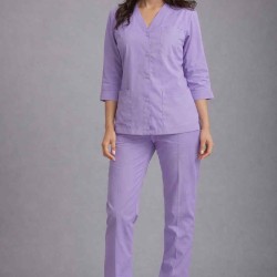Hangerage Elite Lilac Medical Scrub Set for Women – Polycotton Fabric | Comfortable | V-Neck Top & Touser | Soft Breathable Fabric, Professional Workwear