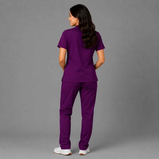  Hangerage Female  Scrub Suit | Mandarian Collar | Front Open | Wine Color | Stylish, Comfortable | Ideal For Health care Professionals | Sizes XS - 2XL