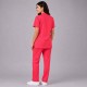 Hangerage Premium Female Scrub Suit | Mandarian Collar | Coral Pink Color | Stylish, Comfortable | Ideal For Health care Professionals | Sizes XS- 2XL