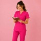  Hangerage Premium Female Scrub Suit | Mandarian Collar | Fuchsia Pink Color | Stylish, Comfortable | Ideal For Health care Professionals | Sizes XS- 2XL