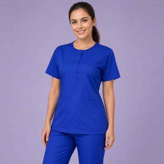  Hangerage Female Scrub Suit |Round Neck | Stylish, Comfortable | Royal Blue Color | Ideal For Health care Professionals | Sizes XS - XXL