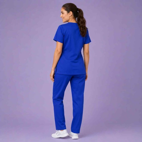  Hangerage Female Scrub Suit |Round Neck | Stylish, Comfortable | Royal Blue Color | Ideal For Health care Professionals | Sizes XS - XXL