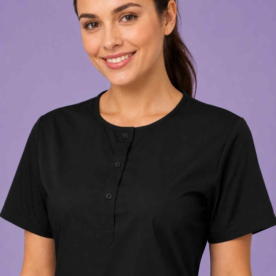 Hangerage Female Scrub Suit |Round Neck | Stylish, Comfortable | Black Color | Ideal For Health care Professionals | Sizes XS - XXL