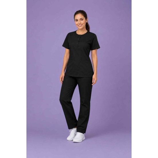  Hangerage Female Scrub Suit |Round Neck | Stylish, Comfortable | Black Color | Ideal For Health care Professionals | Sizes XS - XXL