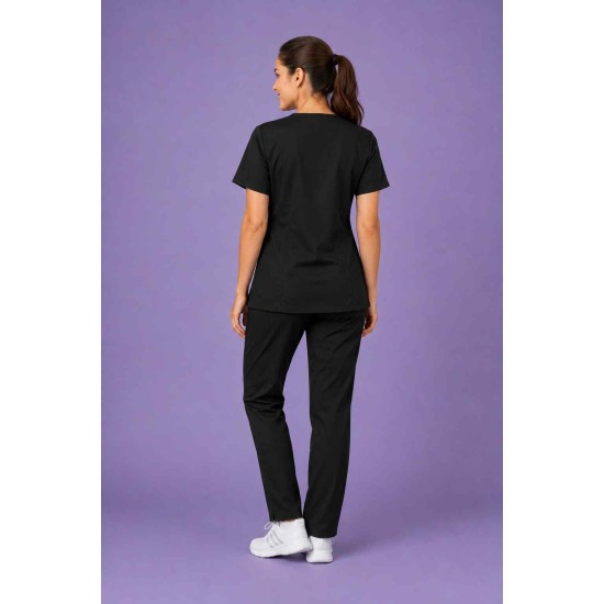  Hangerage Female Scrub Suit |Round Neck | Stylish, Comfortable | Black Color | Ideal For Health care Professionals | Sizes XS - XXL