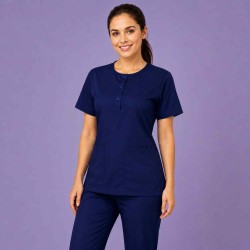  Hangerage Female Scrub Suit |Round Neck | Stylish, Comfortable | Navy Blue Color | Ideal For Health care Professionals | Sizes XS - XXL