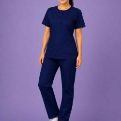 Hangerage Female Scrub Suit |Round Neck | Stylish, Comfortable | Navy Blue Color | Ideal For Health care Professionals | Sizes XS - XXL