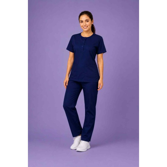  Hangerage Female Scrub Suit |Round Neck | Stylish, Comfortable | Navy Blue Color | Ideal For Health care Professionals | Sizes XS - XXL