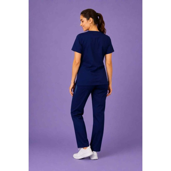  Hangerage Female Scrub Suit |Round Neck | Stylish, Comfortable | Navy Blue Color | Ideal For Health care Professionals | Sizes XS - XXL