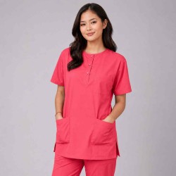  Hangerage Female Scrub Suit | Round Neck | Stylish, Comfortable | Peach Color | Ideal For Health care Professionals | Sizes XS - XXL