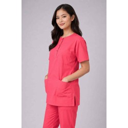  Hangerage Female Scrub Suit | Round Neck | Stylish, Comfortable | Peach Color | Ideal For Health care Professionals | Sizes XS - XXL
