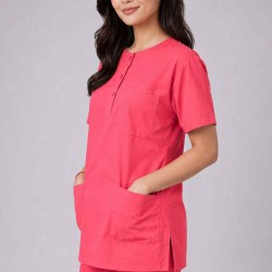  Hangerage Female Scrub Suit | Round Neck | Stylish, Comfortable | Peach Color | Ideal For Health care Professionals | Sizes XS - XXL