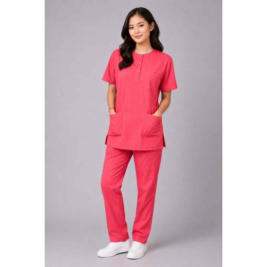  Hangerage Female Scrub Suit | Round Neck | Stylish, Comfortable | Peach Color | Ideal For Health care Professionals | Sizes XS - XXL