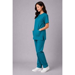  Hangerage Female Scrub Suit | Round Neck | Stylish, Comfortable | Teel Blue Color | Ideal For Health care Professionals | Sizes XS - XXL