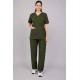 Premium Female Olive Green Scrub Suits | V Neck | Polycotton, Stylish, Comfortable | Half Sleeves | Ideal For Health care Professionals | Sizes XS-2XL