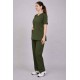 Premium Female Olive Green Scrub Suits | V Neck | Polycotton, Stylish, Comfortable | Half Sleeves | Ideal For Health care Professionals | Sizes XS-2XL