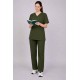 Premium Female Olive Green Scrub Suits | V Neck | Polycotton, Stylish, Comfortable | Half Sleeves | Ideal For Health care Professionals | Sizes XS-2XL
