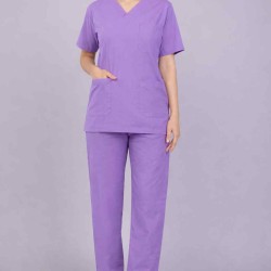 Premium Female Lilac Scrub Suits | V Neck | Polycotton, Stylish, Comfortable | Half Sleeves | Ideal For Health care Professionals | Sizes XS-2XL
