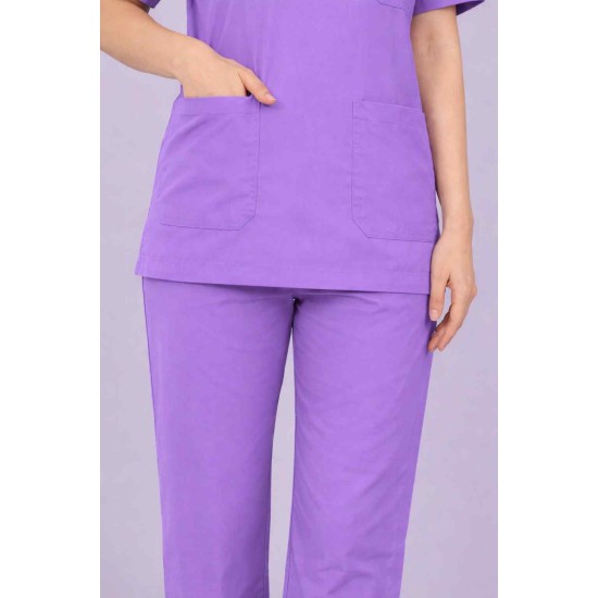 Premium Female Lilac Scrub Suits | V Neck | Polycotton, Stylish, Comfortable | Half Sleeves | Ideal For Health care Professionals | Sizes XS-2XL