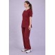 Premium Female Maroon Scrub Suits | V Neck | Polycotton, Stylish, Comfortable | Half Sleeves | Ideal For Health care Professionals | Sizes XS-2XL