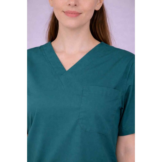 Premium Female Teel Blue Scrub Suits | V Neck | Polycotton, Stylish, Comfortable | Half Sleeves | Ideal For Health care Professionals | Sizes XS-2XL