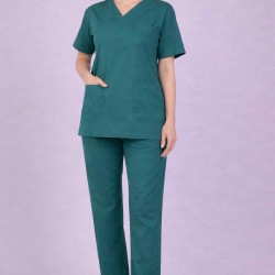 Premium Female Teel Blue Scrub Suits | V Neck | Polycotton, Stylish, Comfortable | Half Sleeves | Ideal For Health care Professionals | Sizes XS-2XL