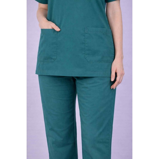 Premium Female Teel Blue Scrub Suits | V Neck | Polycotton, Stylish, Comfortable | Half Sleeves | Ideal For Health care Professionals | Sizes XS-2XL