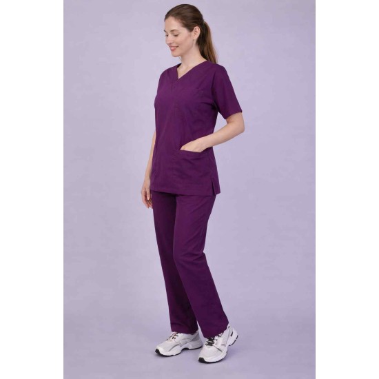 Premium Female Wine Scrub Suits | V Neck | Polycotton, Stylish, Comfortable | Half Sleeves | Ideal For Health care Professionals | Sizes XS-2XL