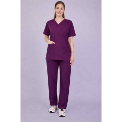 Premium Female Wine Scrub Suits | V Neck | Polycotton, Stylish, Comfortable | Half Sleeves | Ideal For Health care Professionals | Sizes XS-2XL