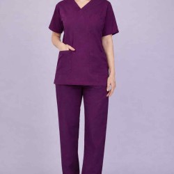 Premium Female Wine Scrub Suits | V Neck | Polycotton, Stylish, Comfortable | Half Sleeves | Ideal For Health care Professionals | Sizes XS-2XL