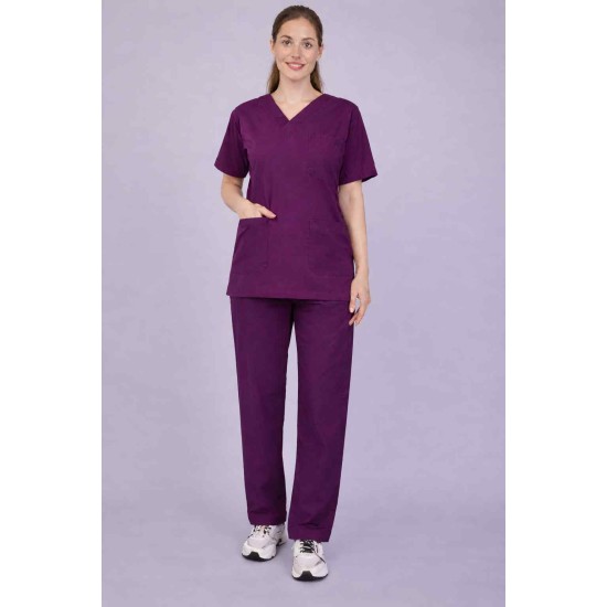 Premium Female Wine Scrub Suits | V Neck | Polycotton, Stylish, Comfortable | Half Sleeves | Ideal For Health care Professionals | Sizes XS-2XL